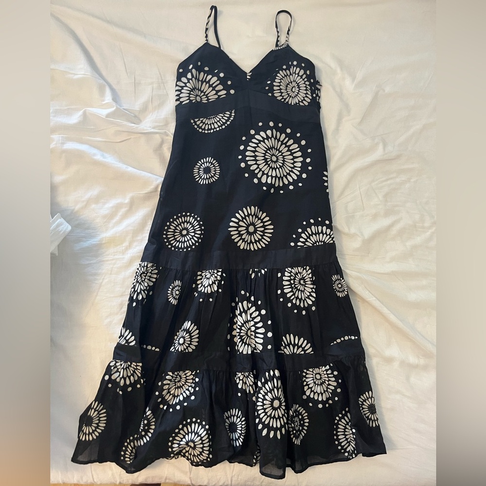 Banana Republic Black and White Patterned Midi Dress